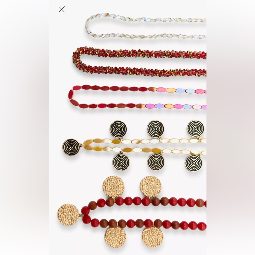 Zara Red and Gold Multi-Layer Necklace BEADED NECKLACE PACK - Picture 6 of 7